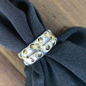 Gender Neutral Sterling Silver and 18k Gold Band